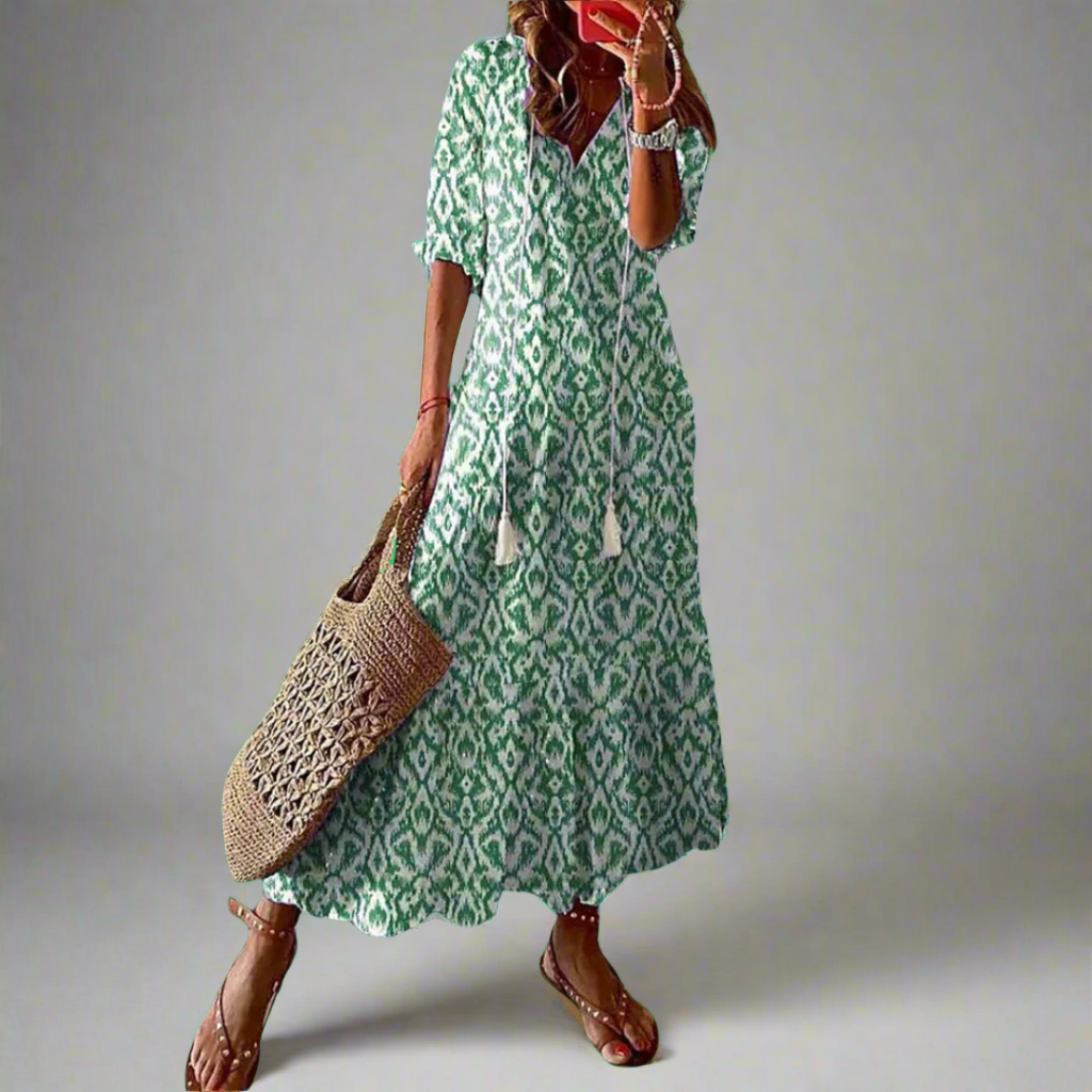 Vestido maxi para mujer de corte en A con estampado floral