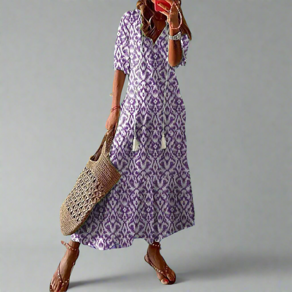 Vestido maxi para mujer de corte en A con estampado floral