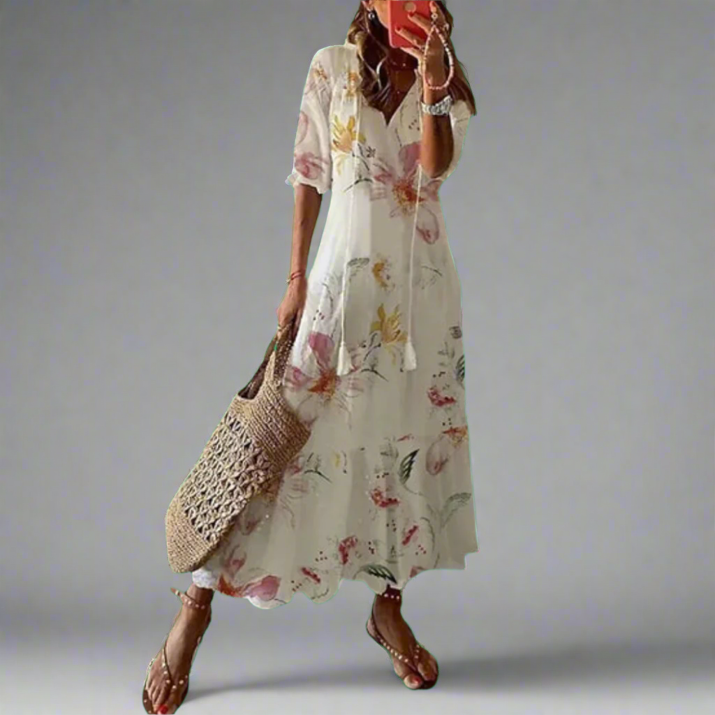 Vestido maxi para mujer de corte en A con estampado floral