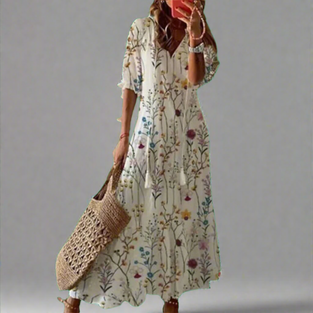 Vestido maxi para mujer de corte en A con estampado floral