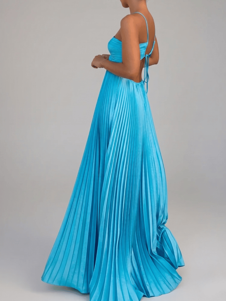 Vestido maxi plisado corte A