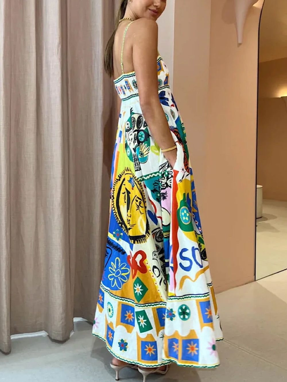 Vestido Maxi Sin Mangas en Línea A para Mujer