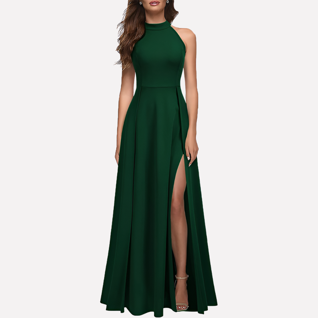Vestido maxi sin mangas para mujer en corte evasé