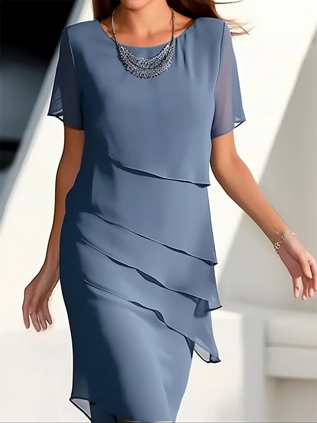 Vestido midi a capas - Elegante y chic - Manga corta