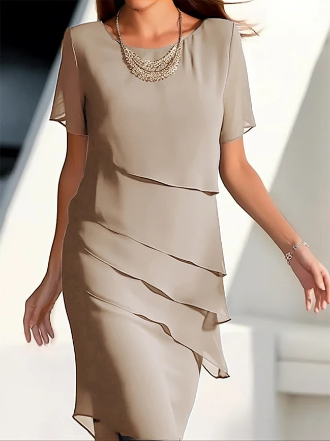 Vestido midi a capas - Elegante y chic - Manga corta