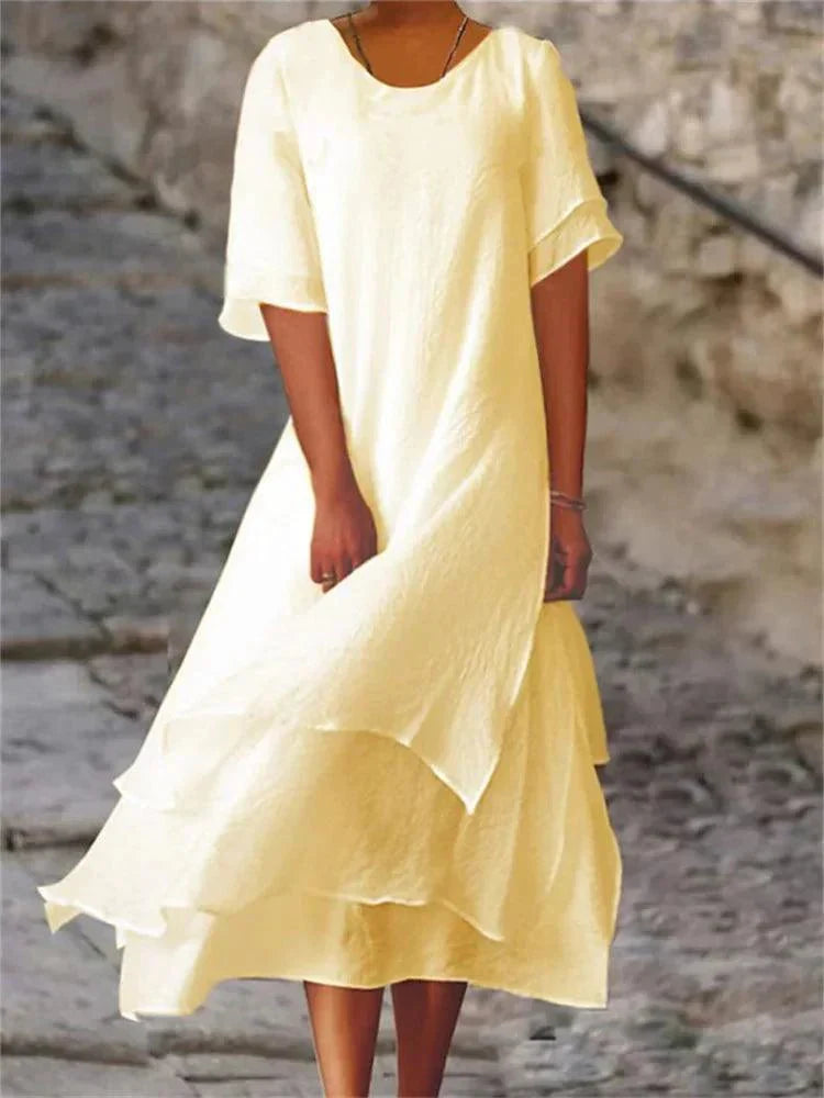 Vestido midi acampanado a capas para mujer