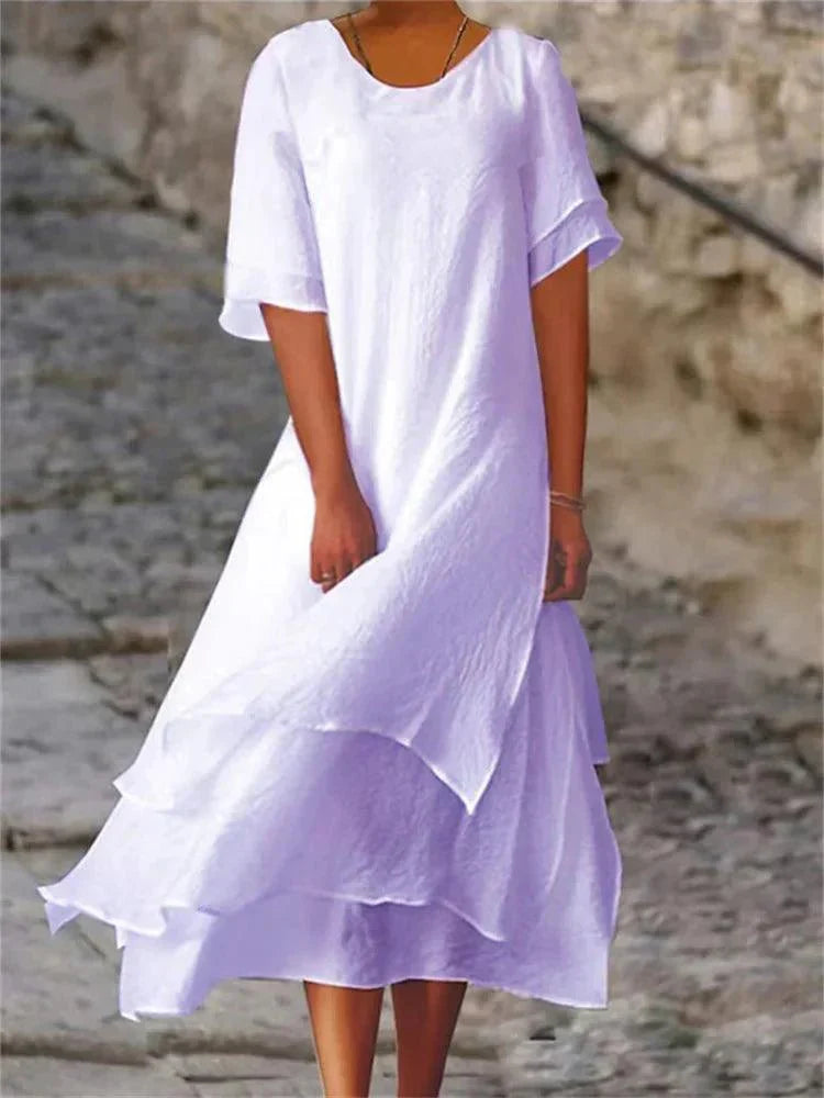 Vestido midi acampanado a capas para mujer