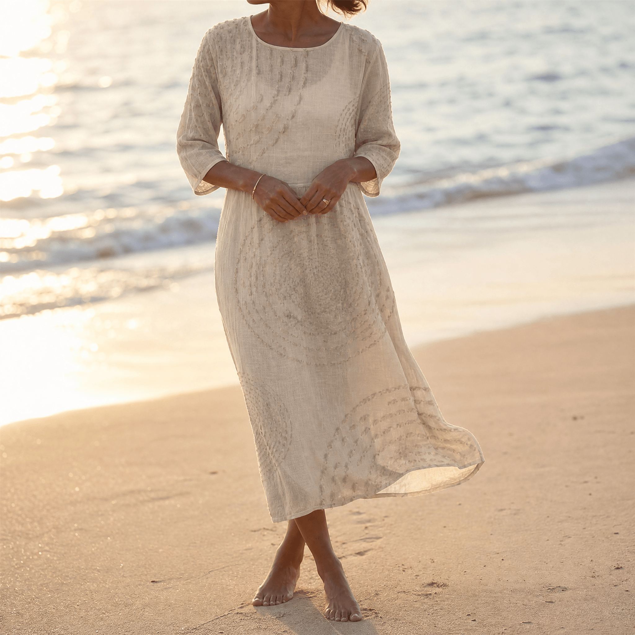 Vestido Midi con Textura en Relieve