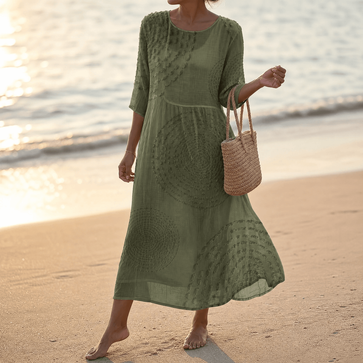 Vestido Midi con Textura en Relieve