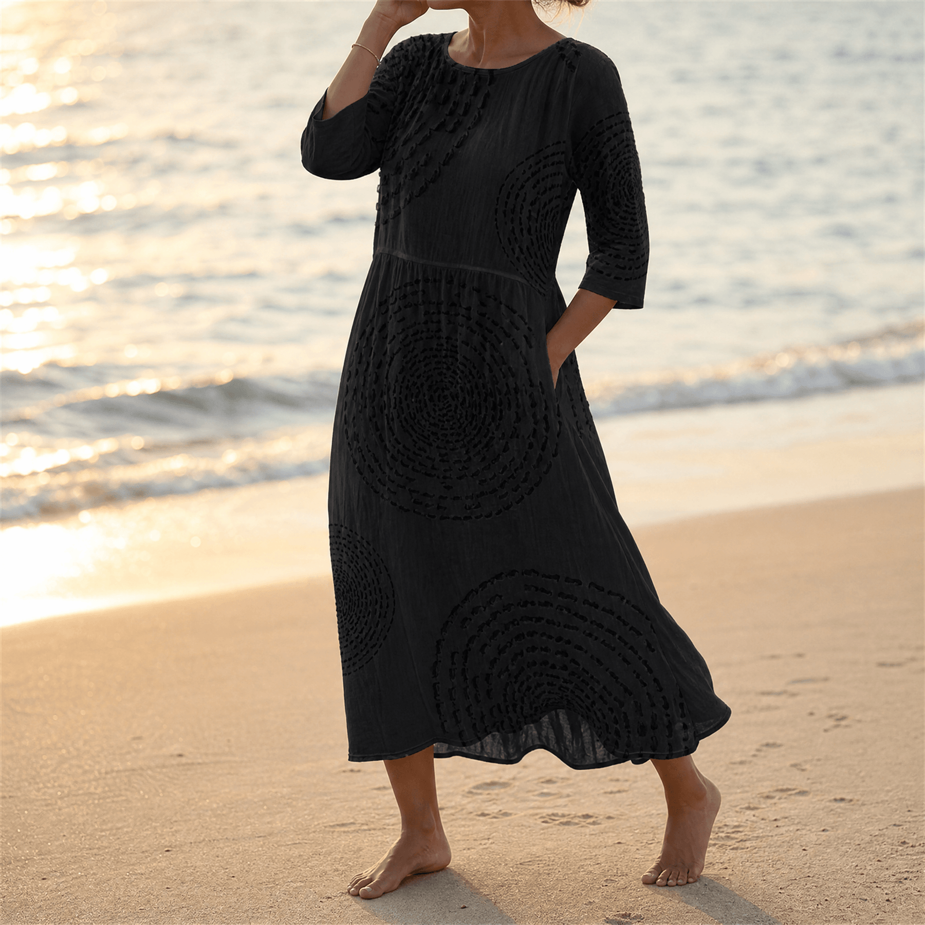 Vestido Midi con Textura en Relieve