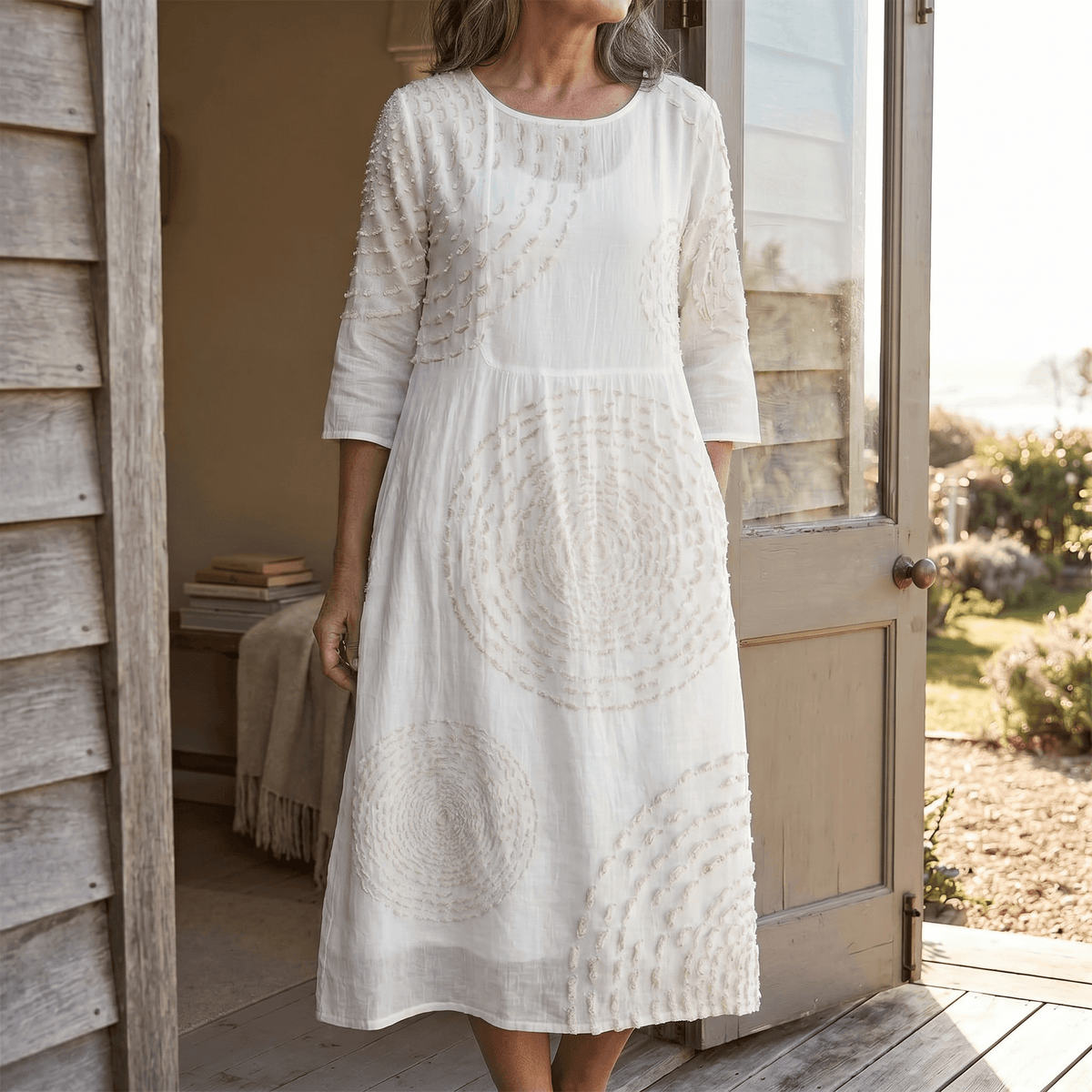 Vestido Midi con Textura en Relieve