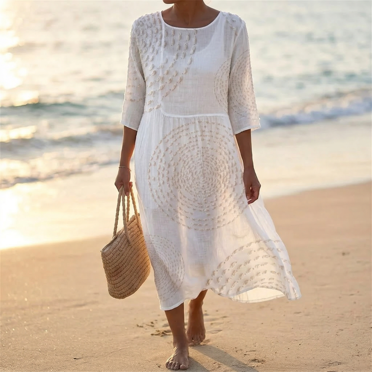 Vestido Midi con Textura en Relieve