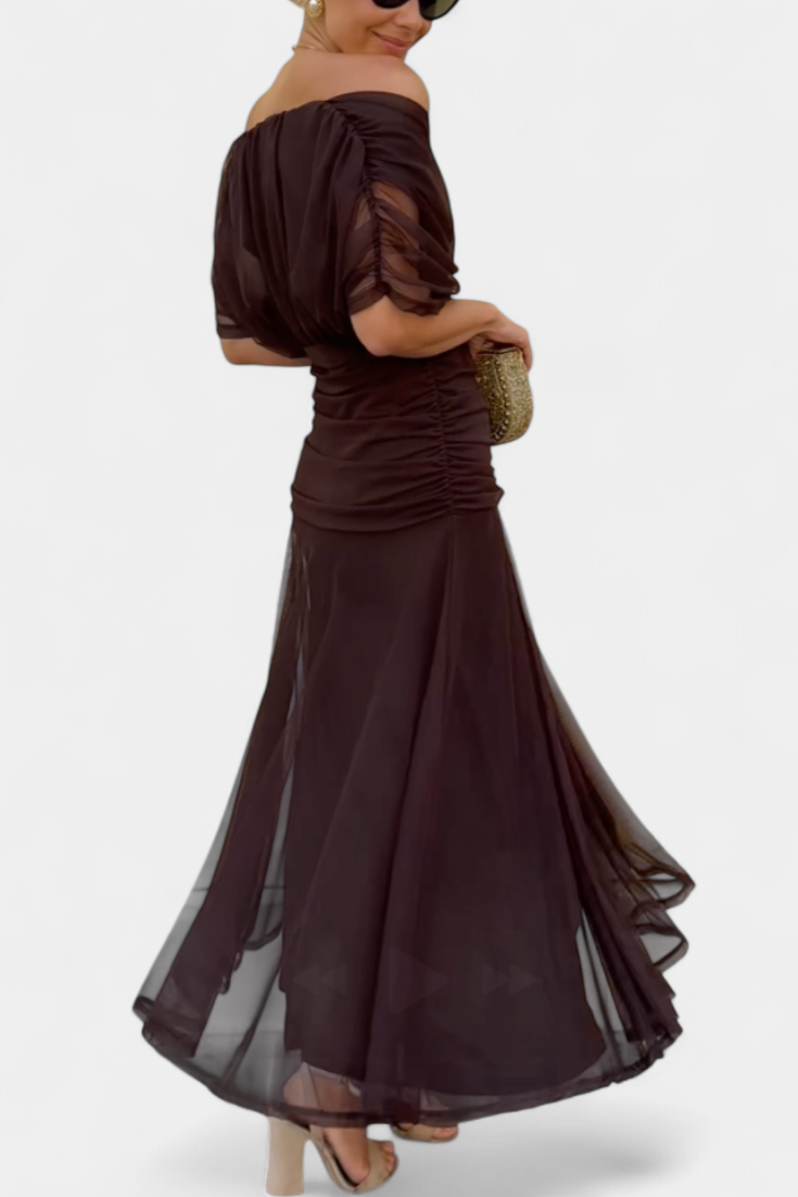 Vestido midi cruzado con cuello en V para mujer