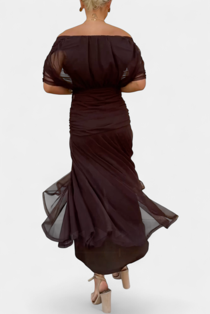 Vestido midi cruzado con cuello en V para mujer