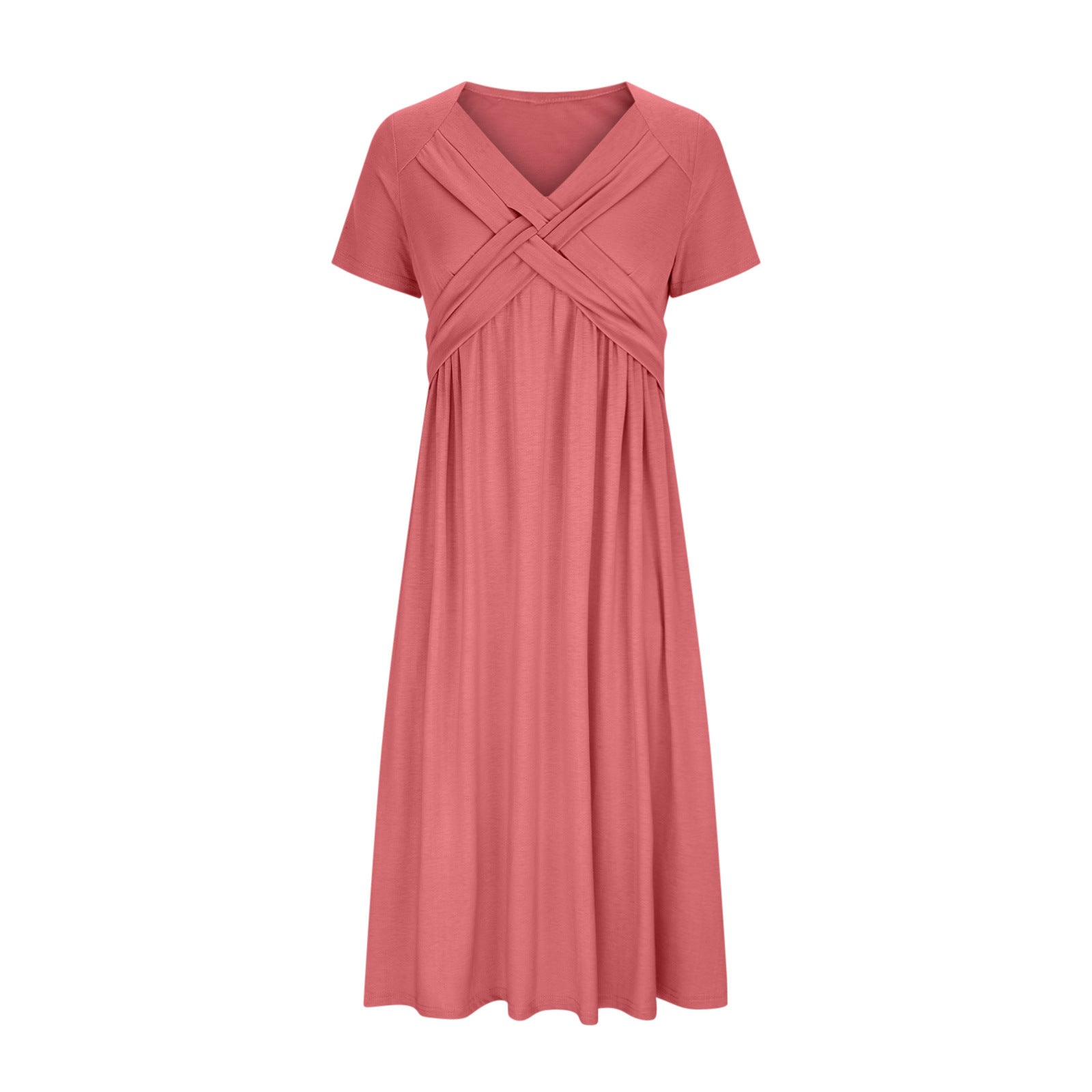Vestido midi de corte en A con cuello en V para mujer