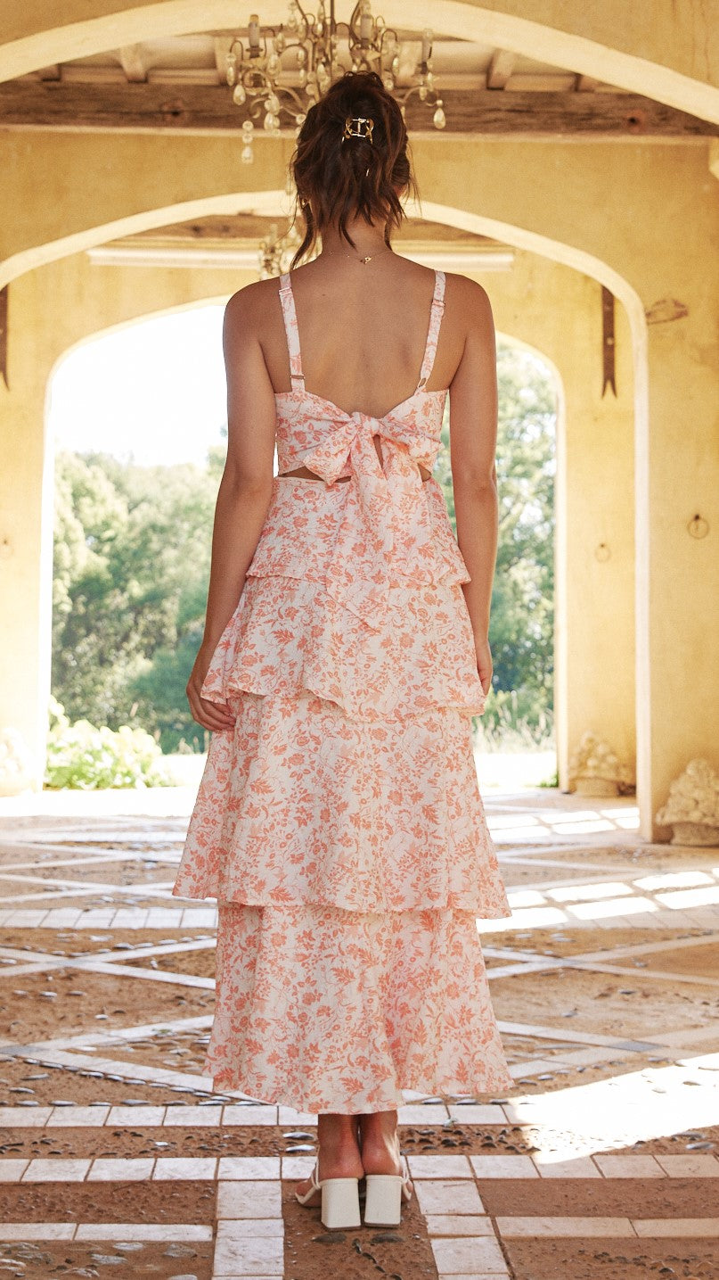 Vestido midi de mujer a capas con tirantes finos
