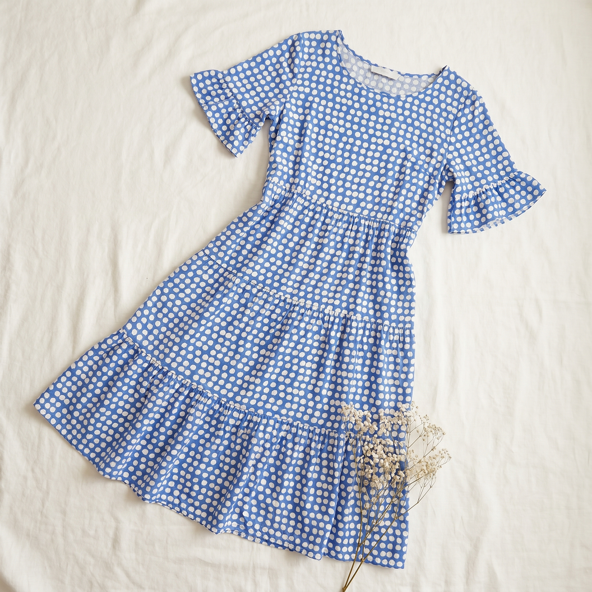 Vestido Midi de Mujer con Volantes | Vestido de Verano Ligero de Corte Holgado