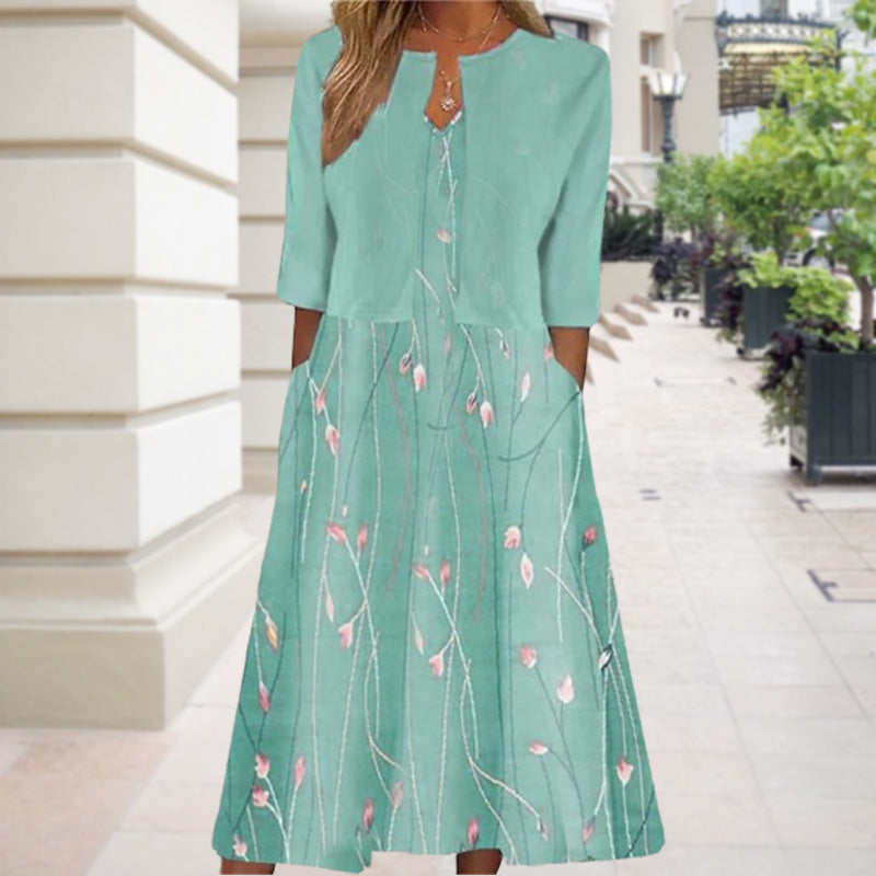 Vestido midi dos piezas con estampado floral