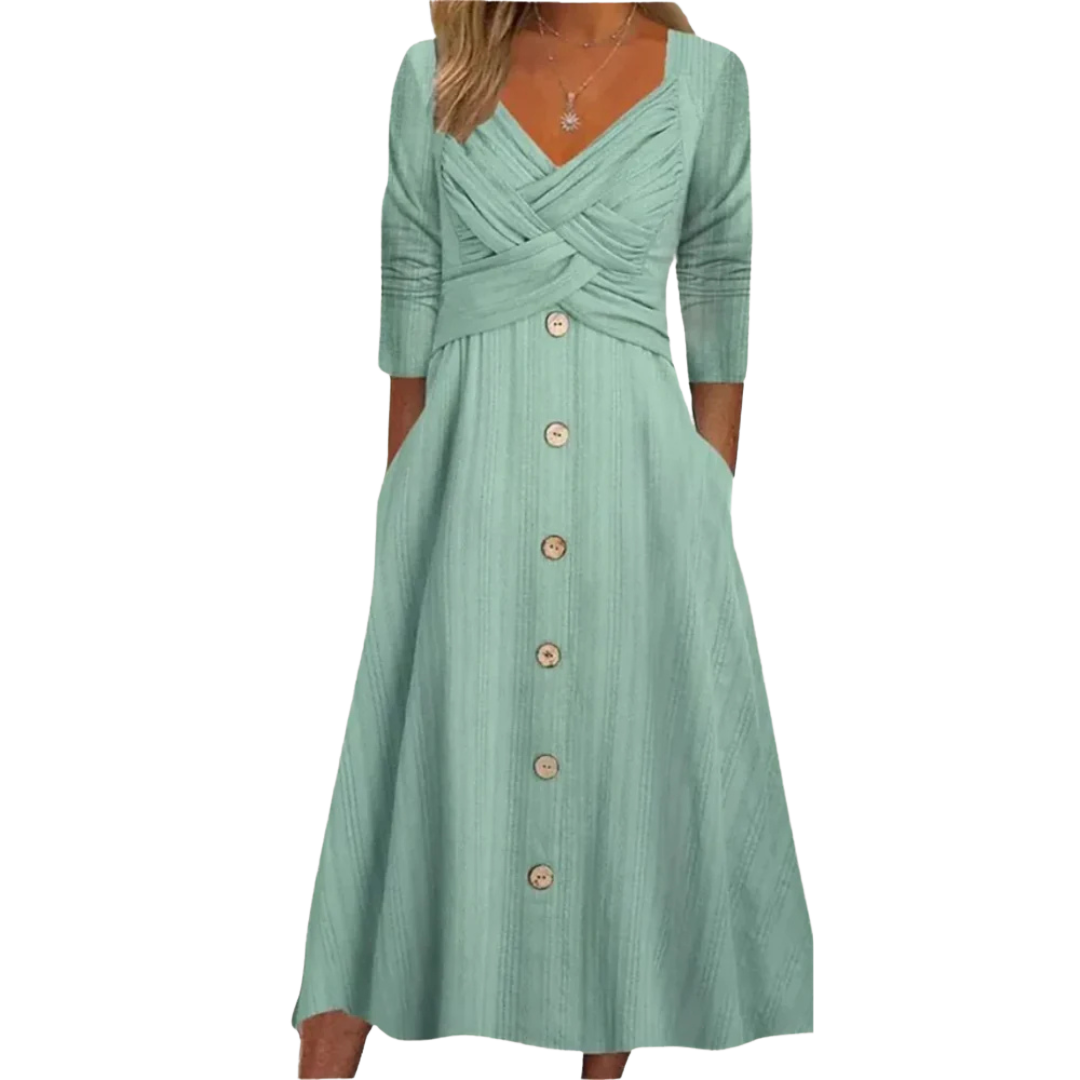 Vestido Midi Elegante con Cobertura en Cintura