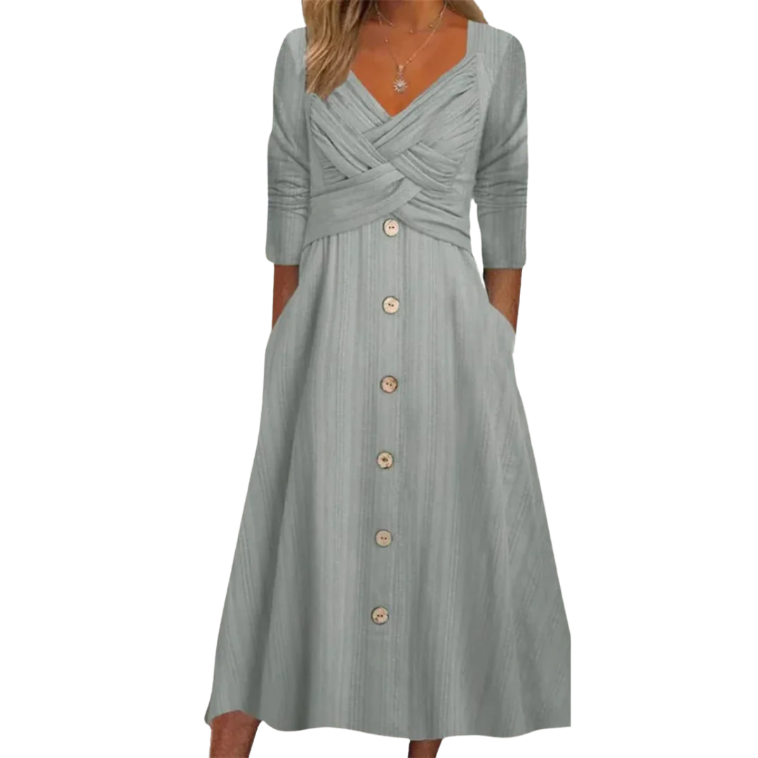 Vestido Midi Elegante con Cobertura en Cintura