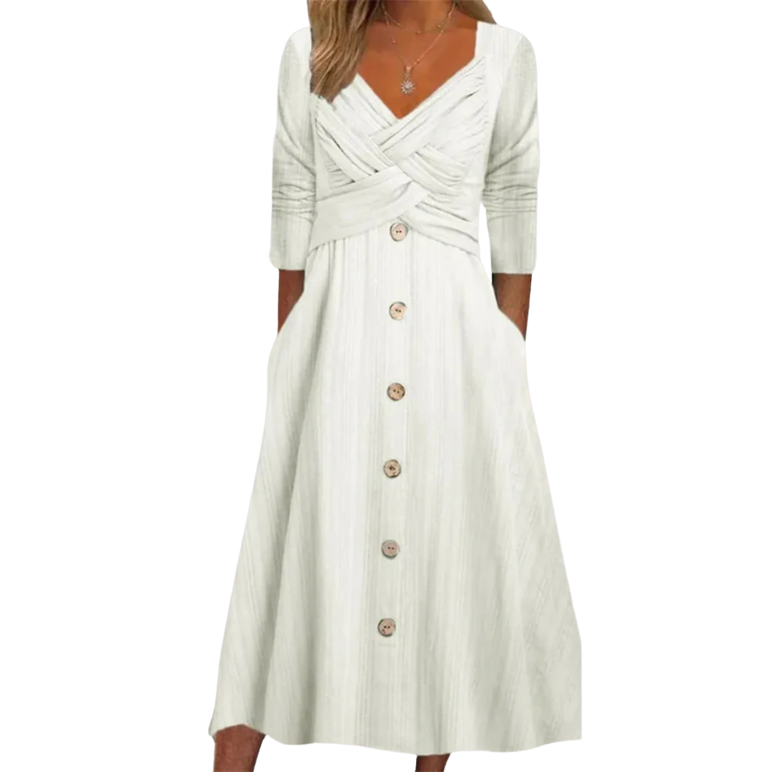 Vestido Midi Elegante con Cobertura en Cintura