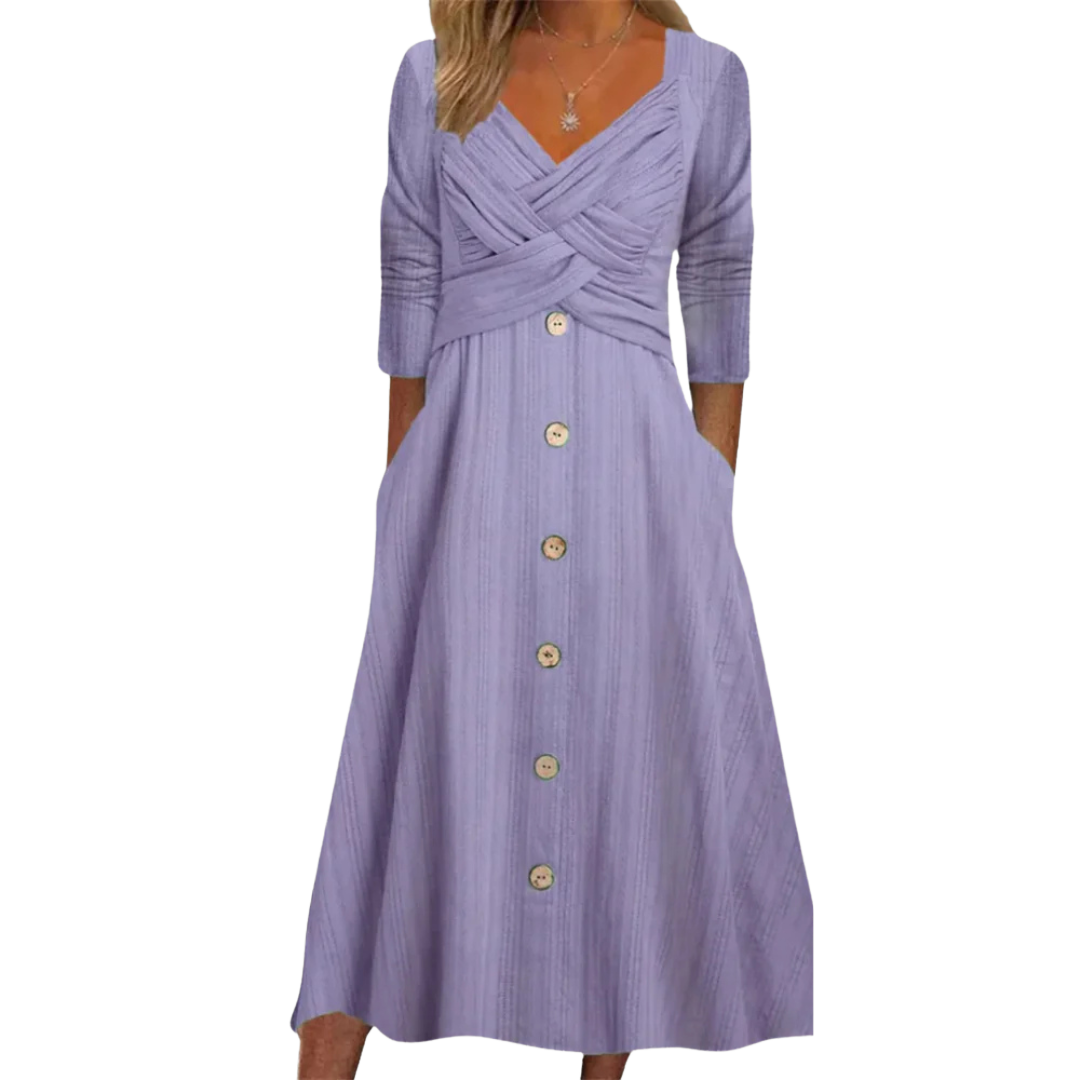 Vestido Midi Elegante con Cobertura en Cintura
