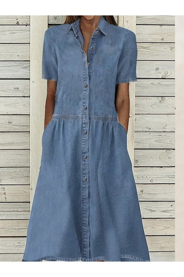 Vestido midi para mujer con cierre de botones