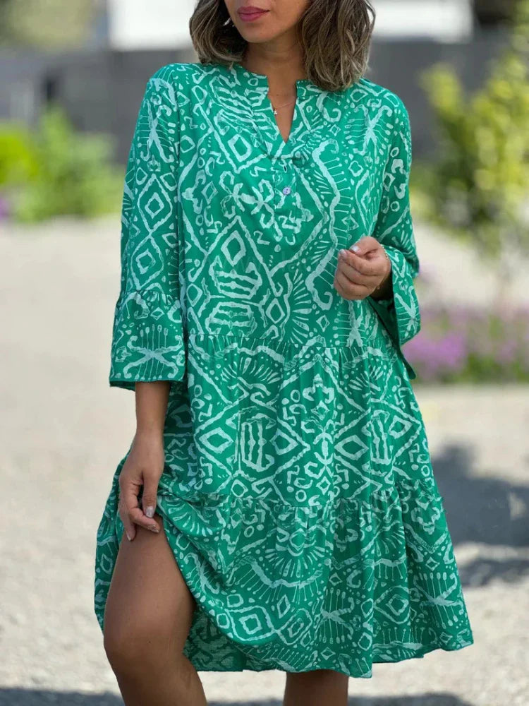 Vestido midi para mujer con estampado y bordado