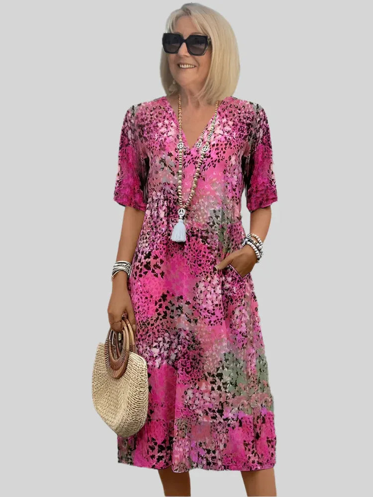 Vestido midi para mujer de corte en A con escote en V