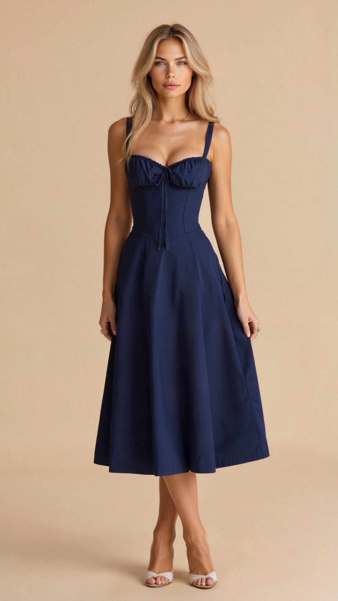 Vestido Midi para Mujer – Diseño de Corsé para una Silueta Estilizada y un Look Elegante