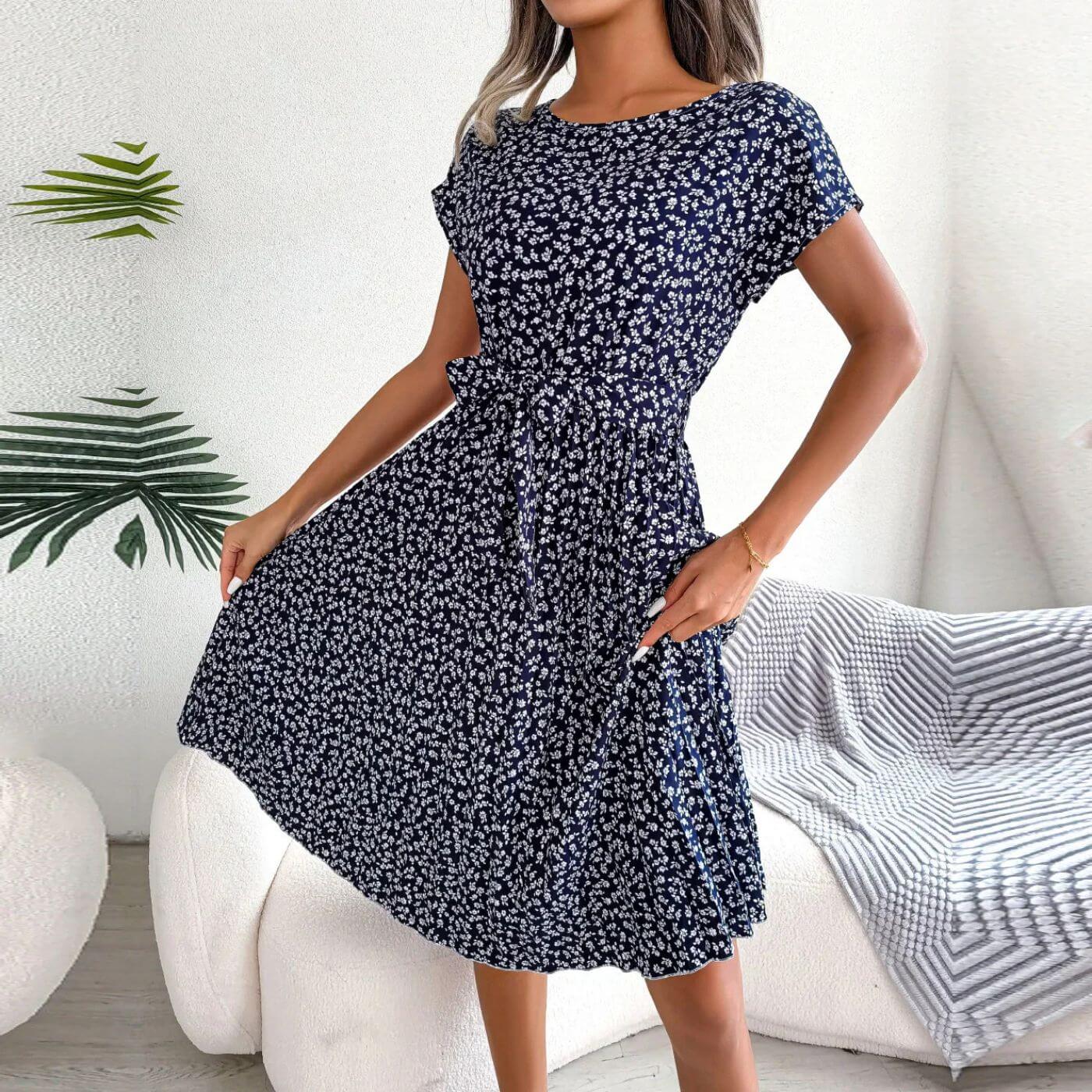Vestido Midi para Mujer en Línea A con Plisado