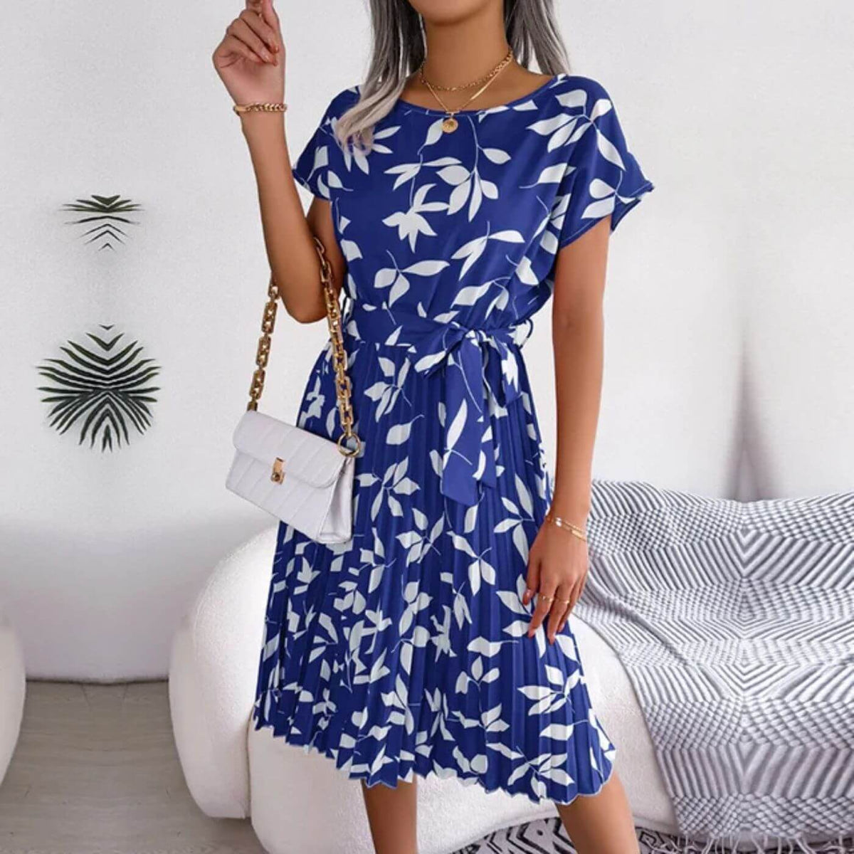 Vestido Midi para Mujer en Línea A con Plisado