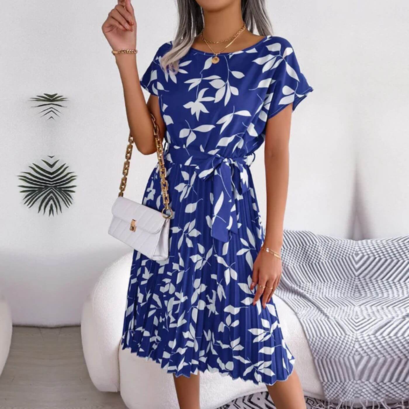 Vestido Midi para Mujer en Línea A con Plisado