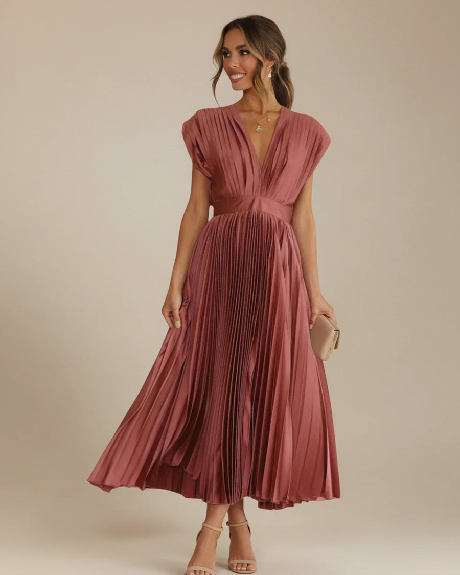 Vestido midi plisado corte en A para mujer