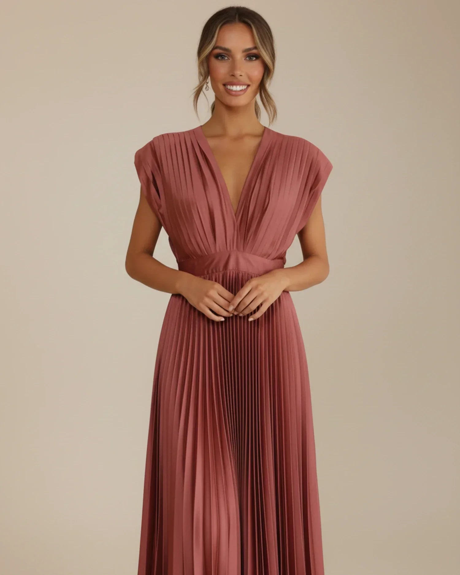Vestido midi plisado corte en A para mujer