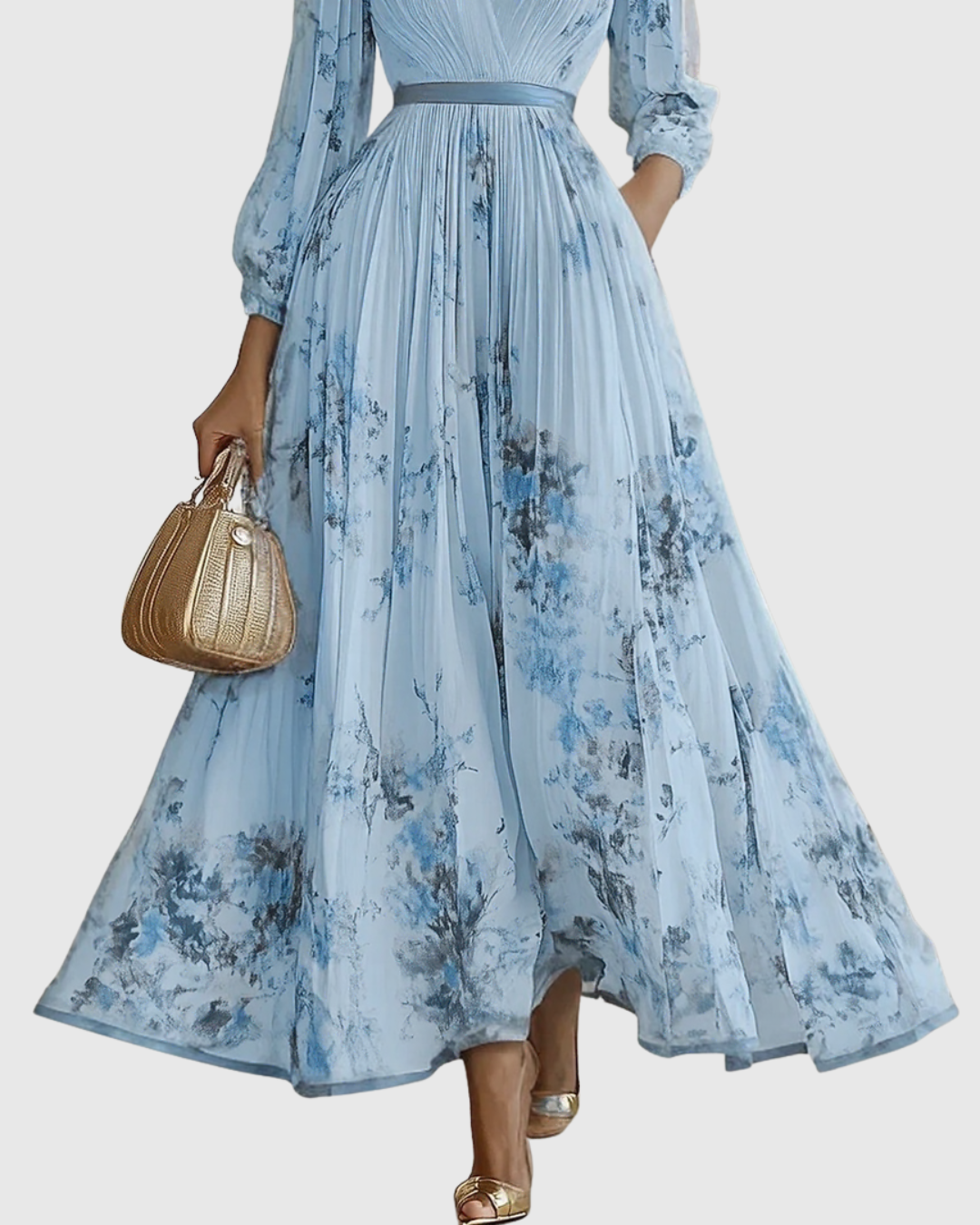Vestido midi sin mangas con corte en A para mujer