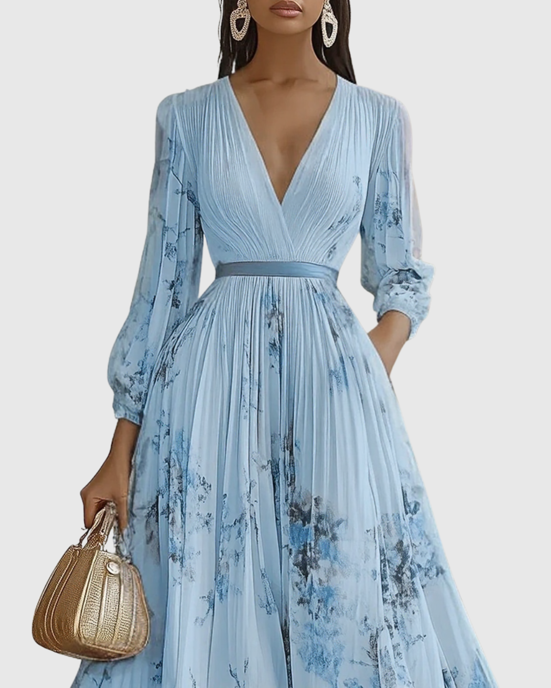 Vestido midi sin mangas con corte en A para mujer