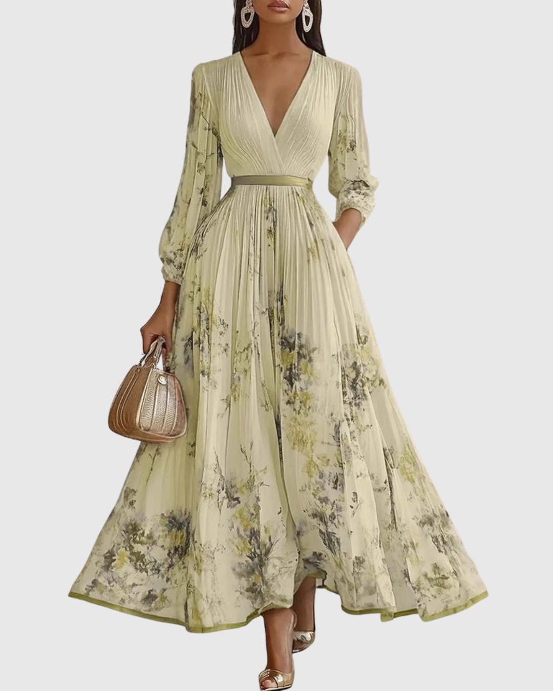 Vestido midi sin mangas con corte en A para mujer