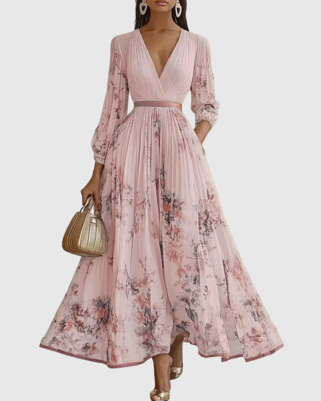 Vestido midi sin mangas con corte en A para mujer