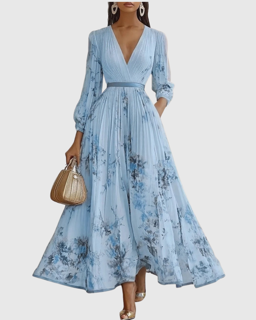 Vestido midi sin mangas con corte en A para mujer