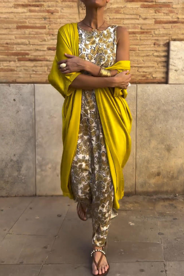 Vestido midi sin mangas para mujer con estampado floral
