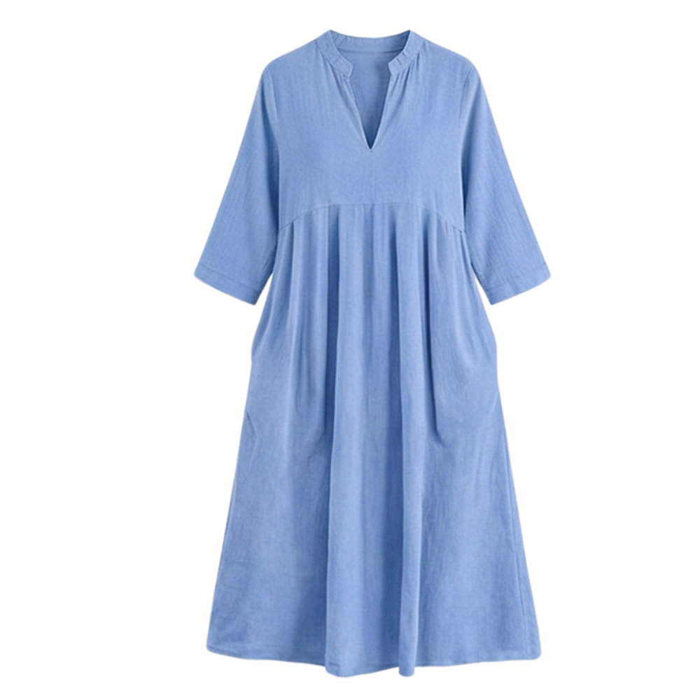 Vestido midi suave para mujer con bolsillos