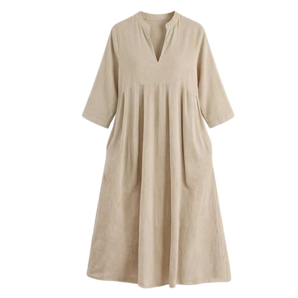 Vestido midi suave para mujer con bolsillos