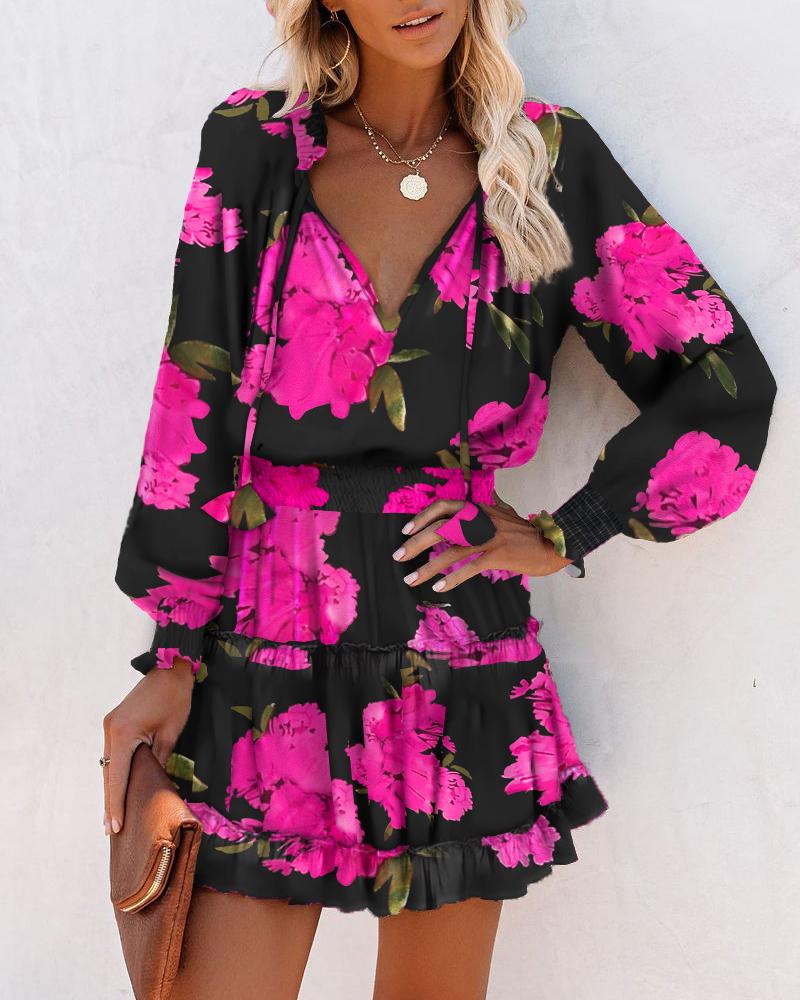 Vestido mini estampado con mangas largas