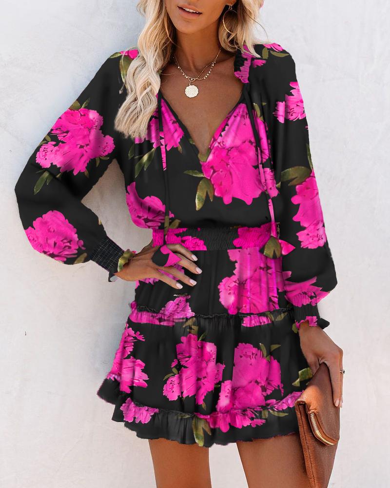 Vestido mini estampado con mangas largas
