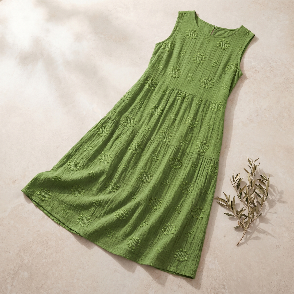 Vestido sin mangas bordado para mujer | Vestido maxi ligero de verano