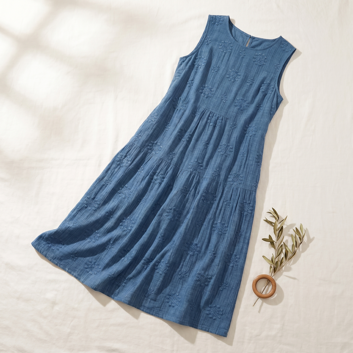 Vestido sin mangas bordado para mujer | Vestido maxi ligero de verano