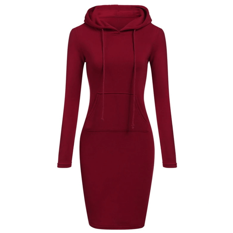 Vestido sudadera ajustado con capucha