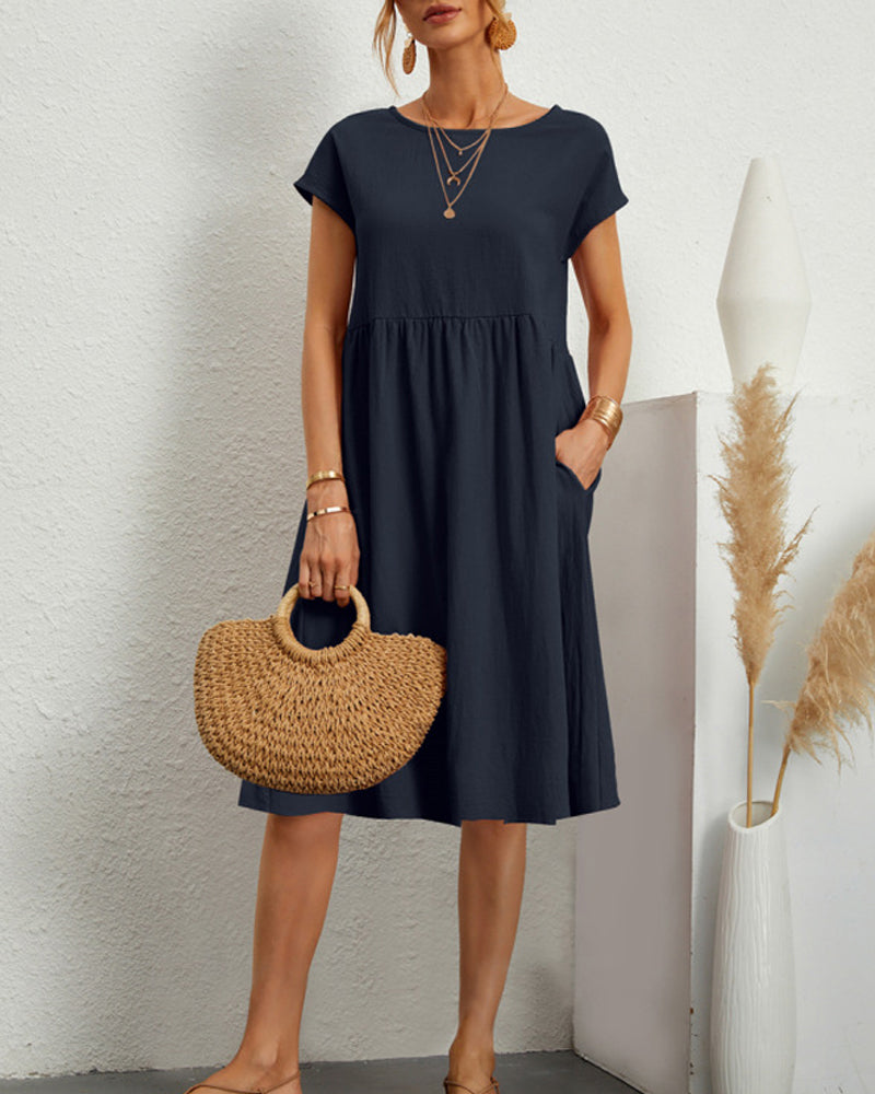 Vestido Suelto con Cuello Redondo