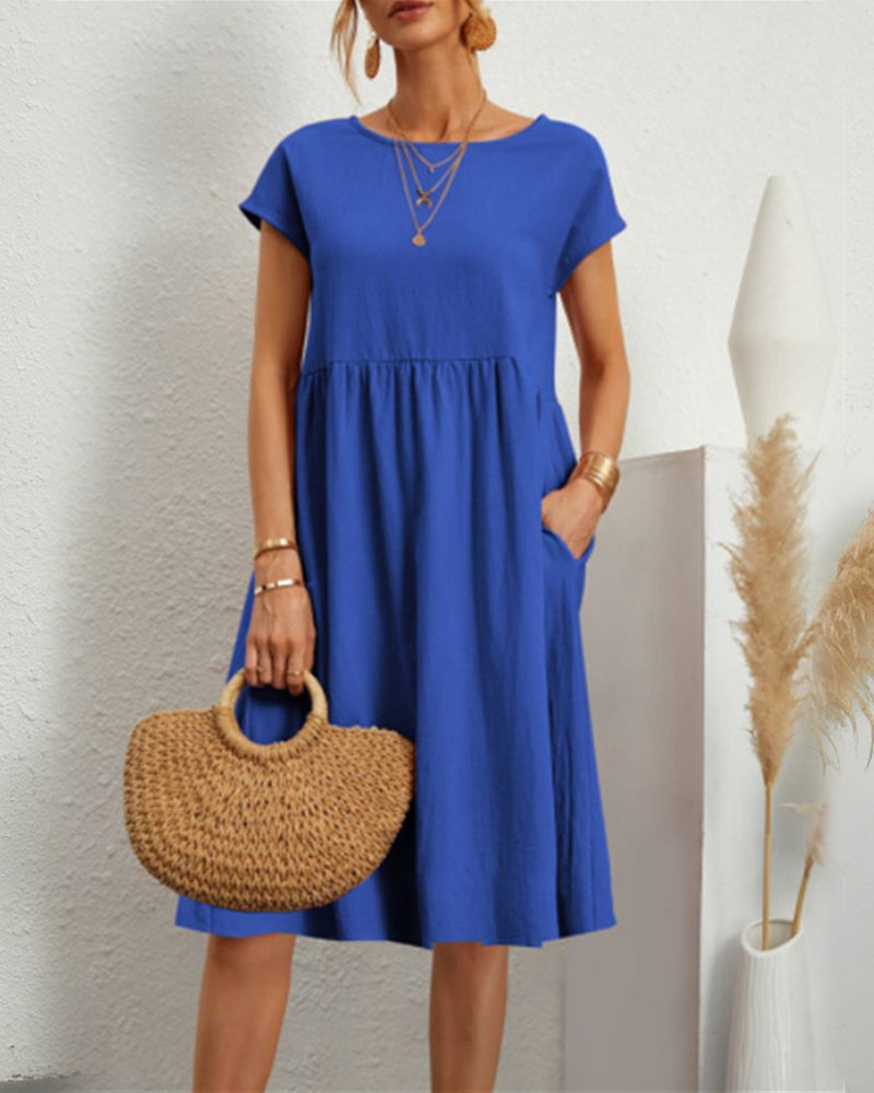 Vestido Suelto con Cuello Redondo